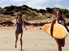 Outdoors video of Chloe B having lesbian triad to friends